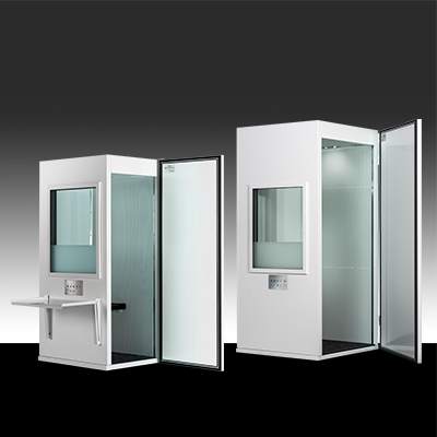 two sound-proof acoustic boxes for hearing measurement