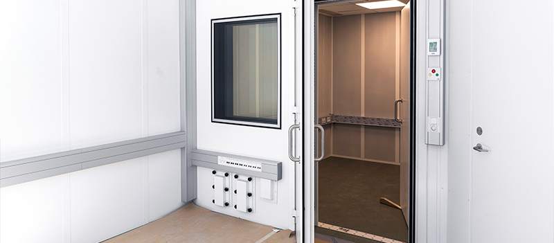 Audiometry booth at the Hearing Clinic at Hospital of Southern Jutland under construction