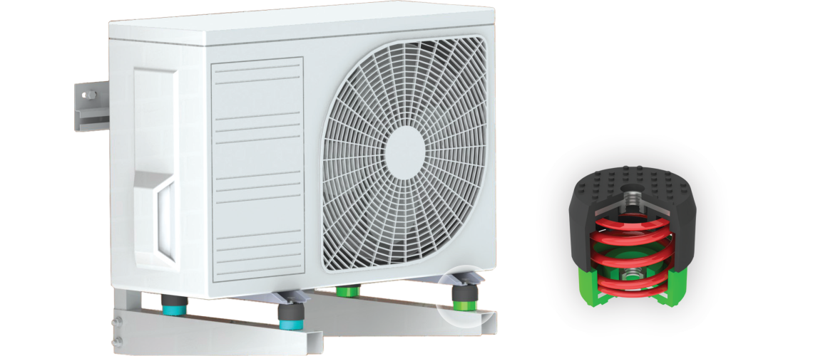 maximum noise reduction from heat pumps with vibration dampers