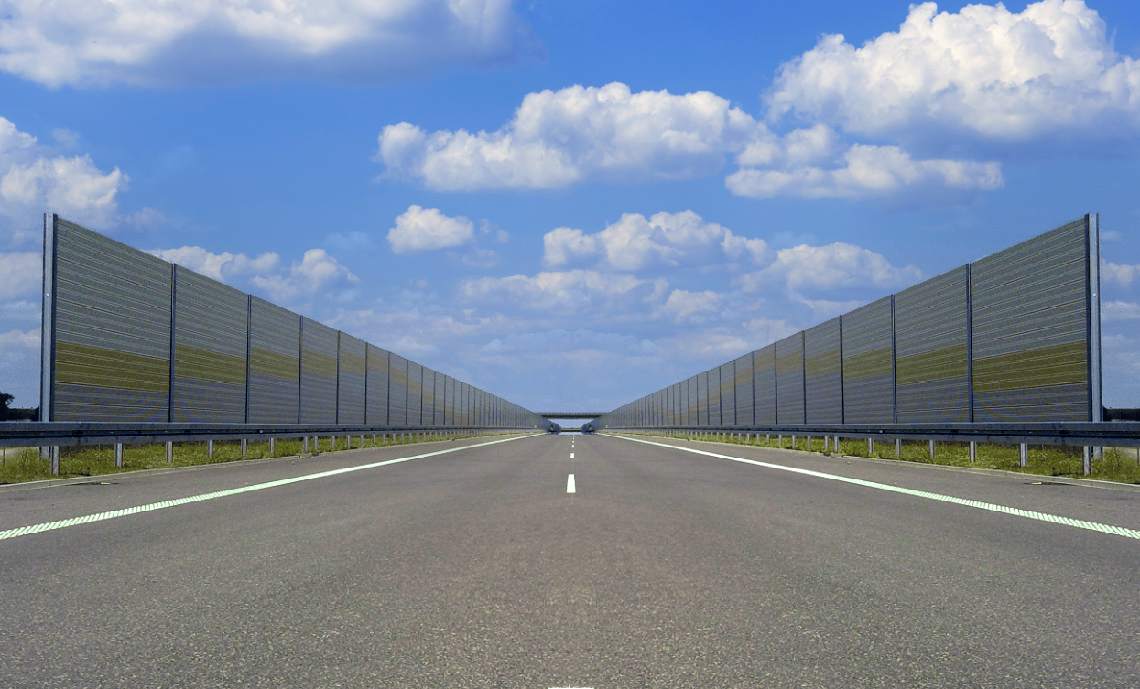 Traffic noise barrier along the motorway