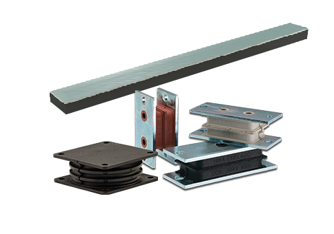 Sandwich mount & Rubber-Metal Rails for isolating vibrations