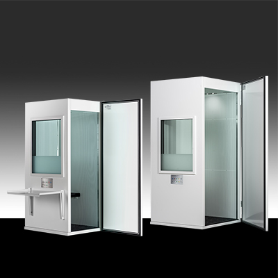two sound-proof acoustic boxes for hearing measurement