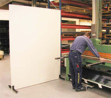Mobile noise screen with feet in production room